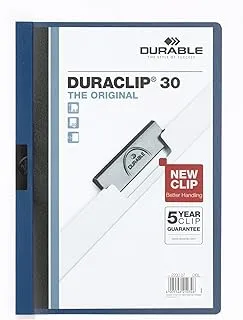 ملف مشبك متين من Duraclip 2227-07 لـ1-30 ورقة مقاس A4 - أزرق داكن (عبوة من 5 قطع)