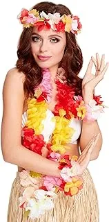 Smiffys Hawaiian Set Deluxe with Garland Headband and Wristband - متعدد الألوان