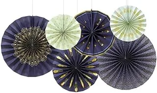 Blue and Gold Ramadan and Eid Mubarak Paper Fans Hanging Paper Fans Classroom Decorations Fans for Ceilings Eid Al Fitr Party Supplies