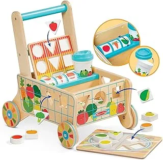 Melissa & Doug Wooden Shape Sorting Grocery Cart Push Toy and Puzzles | Shape Sorter | Wooden toy | Developmental Toy for Toddlers | 0+ | Gift for Baby Boys or Baby Girls | FSC-Certified Materials