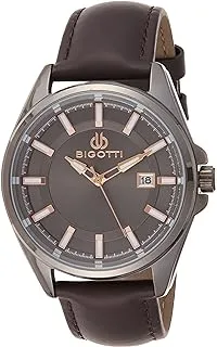 Bigotti BG.1.10327-4 Napoli Leather Strap Watch for Men, Black