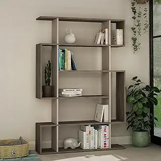 Decortie Mito Bookcase, Multi Open Levels Shelving System Ideal For Home Office, Living Room, Kitchen, and Corridor D 25 x W 108.5 x H 161 cm (Dark Coffee - Light Mocha)