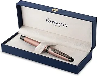 Waterman Expert Kugelschreiber | Rotgoldfarbene Metallic-Lackierung mit Ruthenium-Zierteilen | Mittlere Spitze | Blaue Tinte | In Geschenkbox