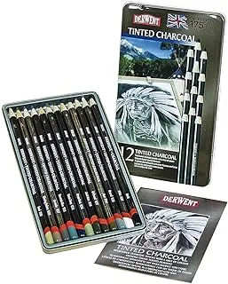 Derwent Tinted Charcoal Pencil Tin Set, 12-Pencils