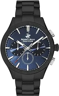 Beverly Hills Polo Club Men's Quartz Movement Watch, Multi Function Display and Metal Strap - BP3250X.690, Black