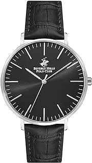 Beverly Hills Polo Club Men's Quartz Movement Watch, Analog Display and Leather Strap - BP3129X.351, Black