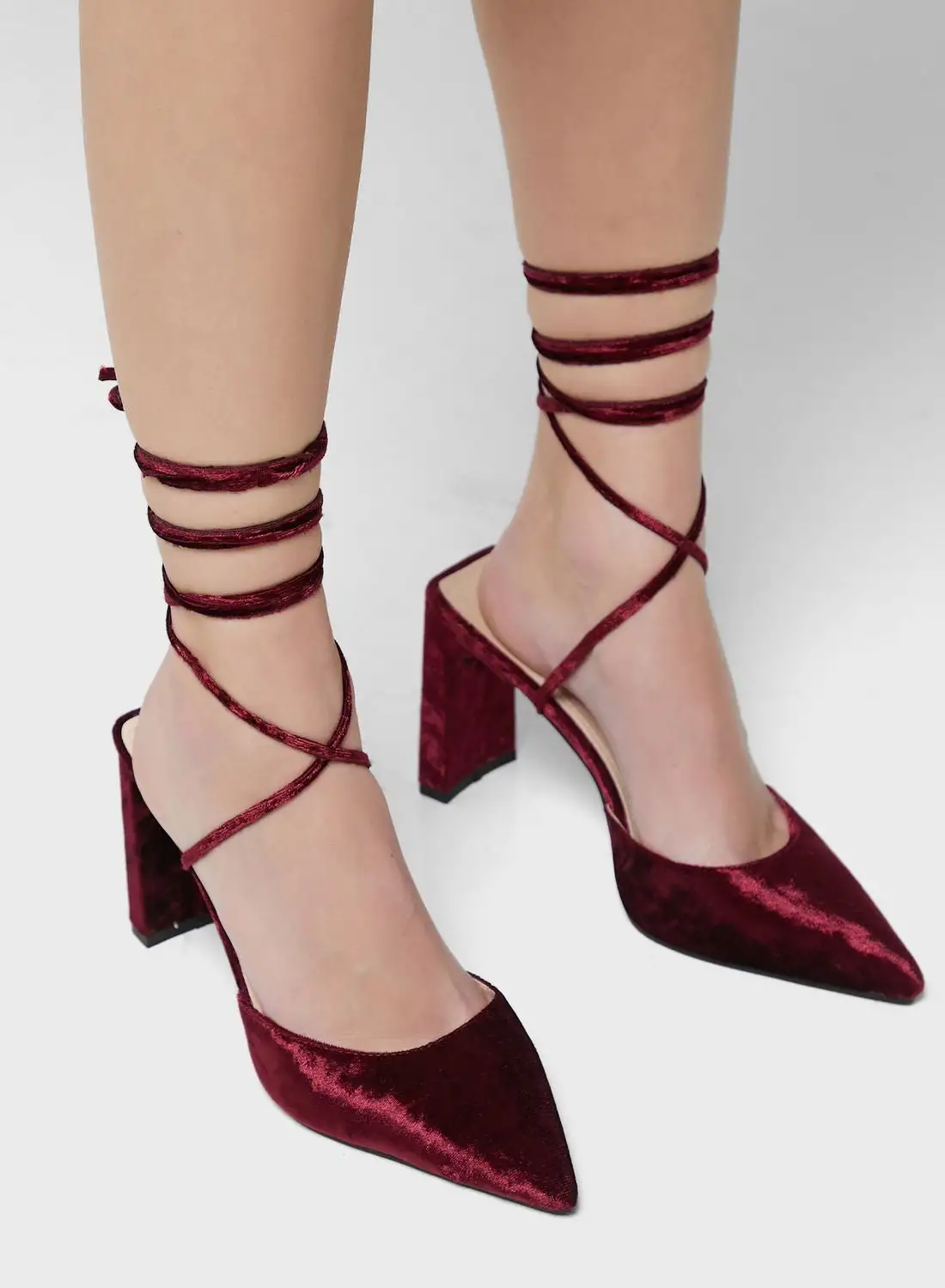 ELLA Velvet Ankle Strap Pointed Pump