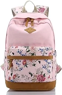 COOLBABY Floral School Backpack College Bookbag Shoulder Bag Satchel Daypack Pink