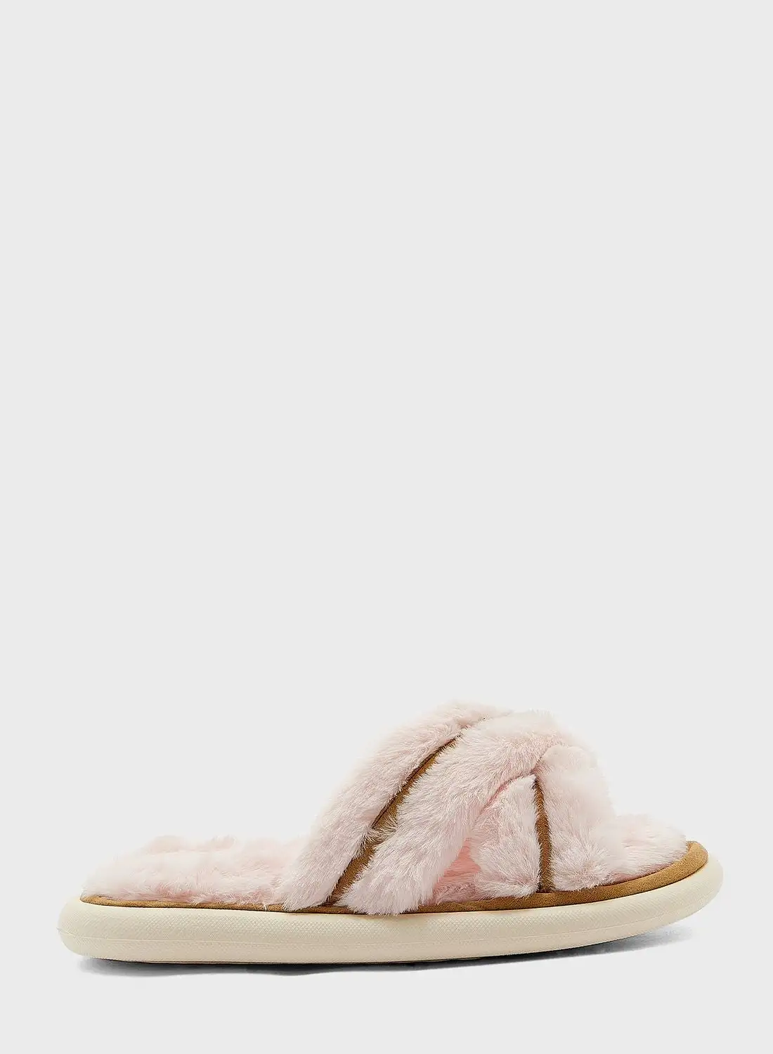 Ginger Triple Crossover Fluffy Bedroom Slipper