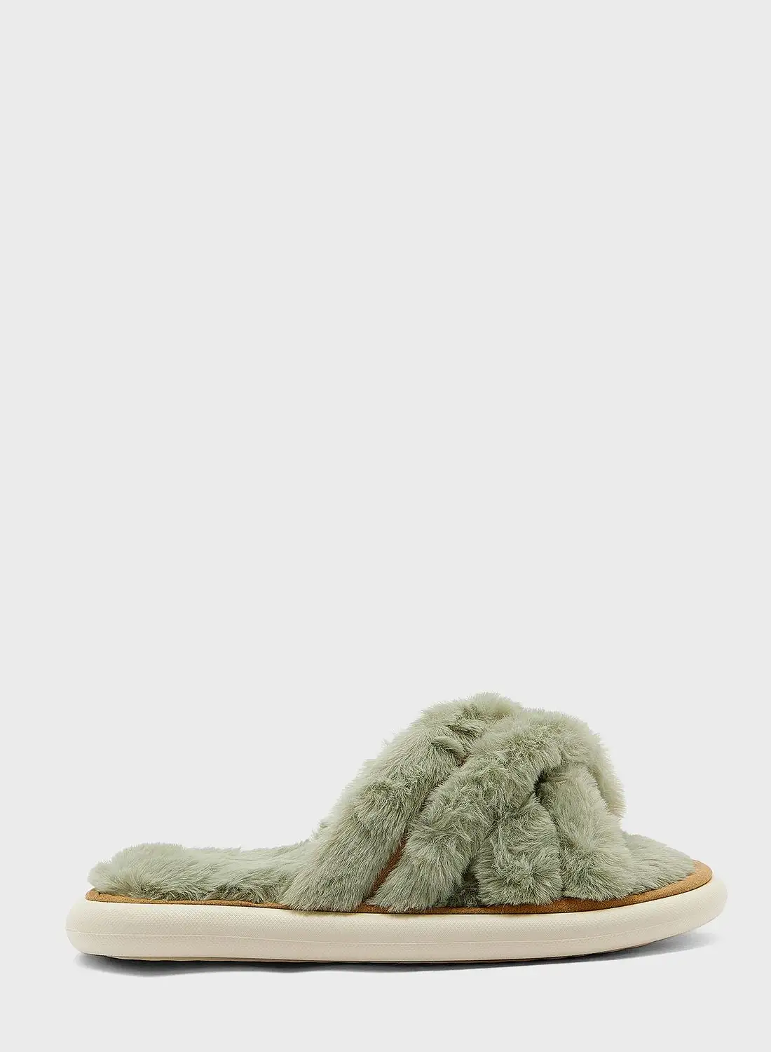 Ginger Triple Crossover Fluffy Bedroom Slipper