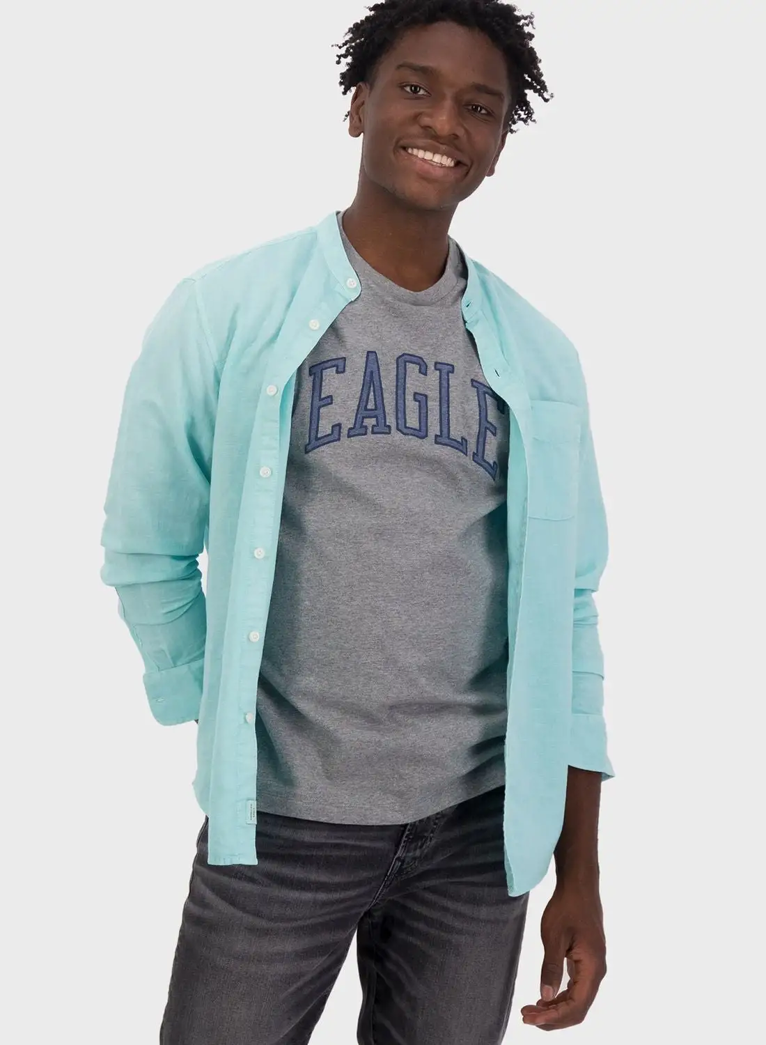 American Eagle Grandad Collar Classic Fit Shirt