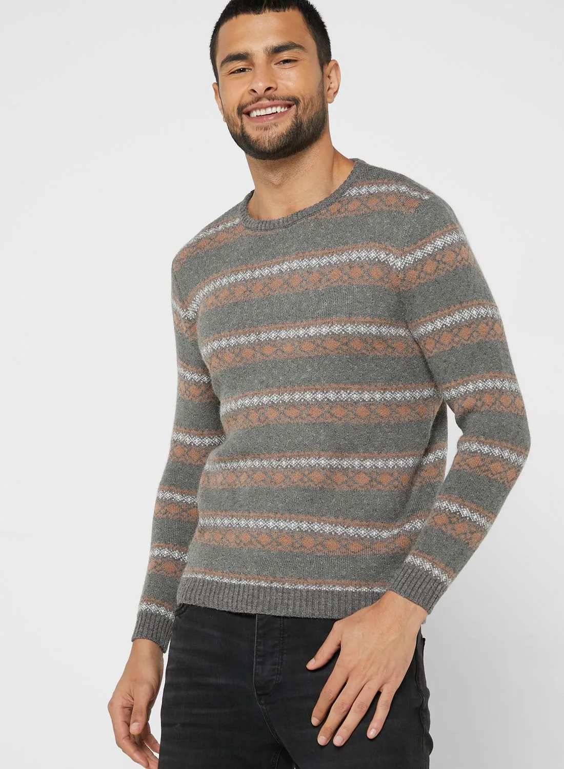 Seventy Five Stripe Crew Neck Sweater