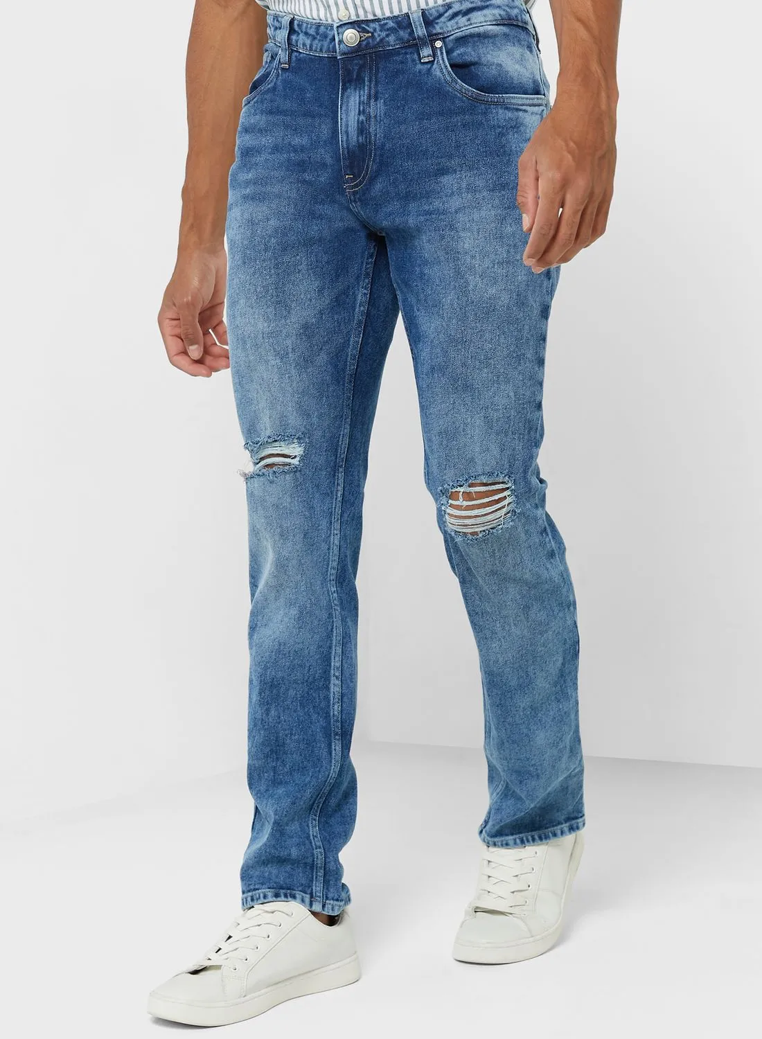 Seventy Five Slim Fit Knee Rip Jean