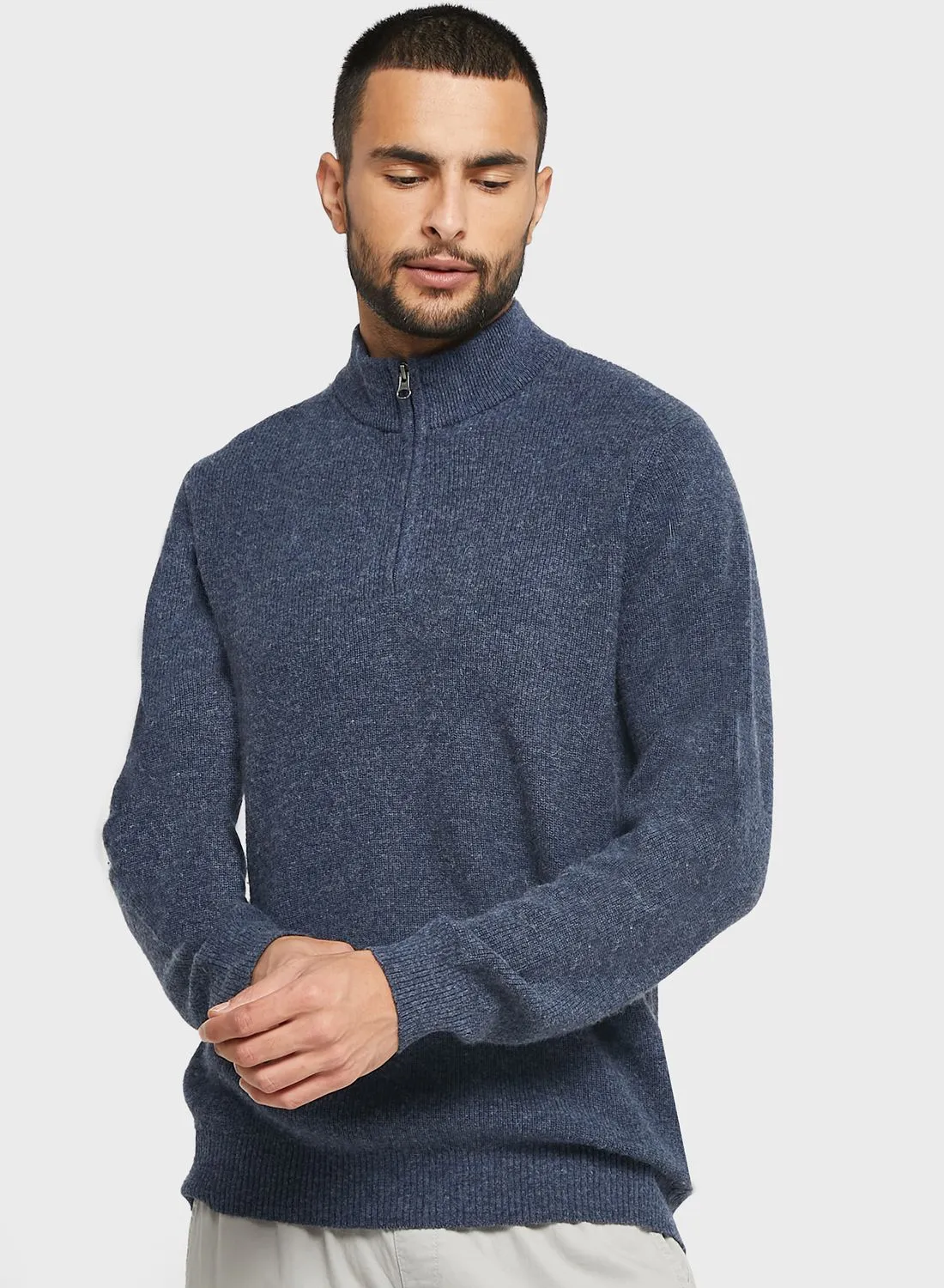 Robert Wood Quarter Zip Neck Knit Sweater