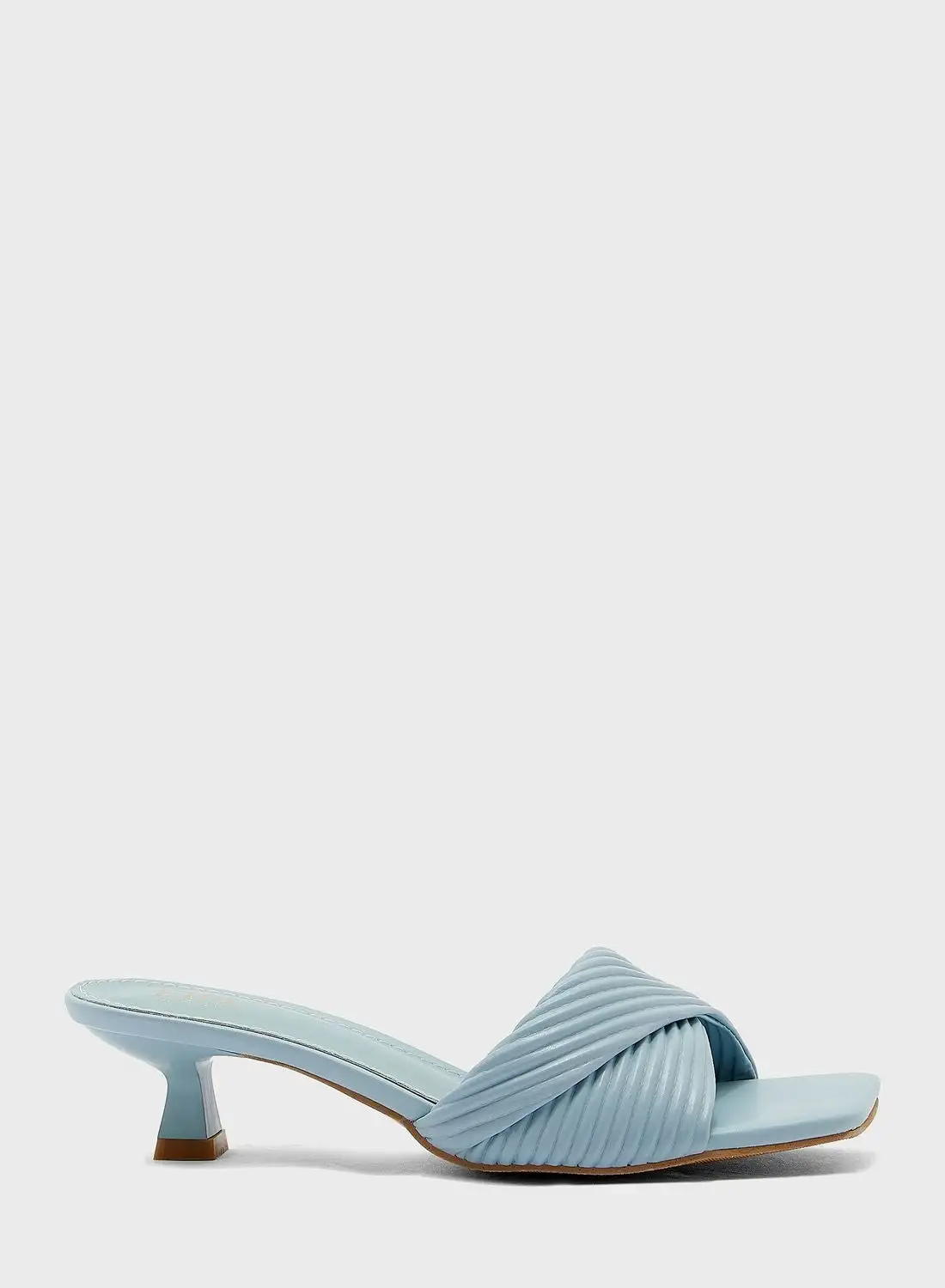 ELLA Ribbed Effect Square Toe Mule Sandal