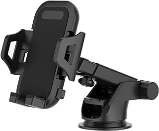 ECVV Car Phone Holder, Long Extended Arm Smartphone Mount Clip for Car Dashboard Windshield with 360° Rotation Tray 270° Adjustable Angle Stable Dual Locked Suction Cup fit Mobile Cellphones Vehicles