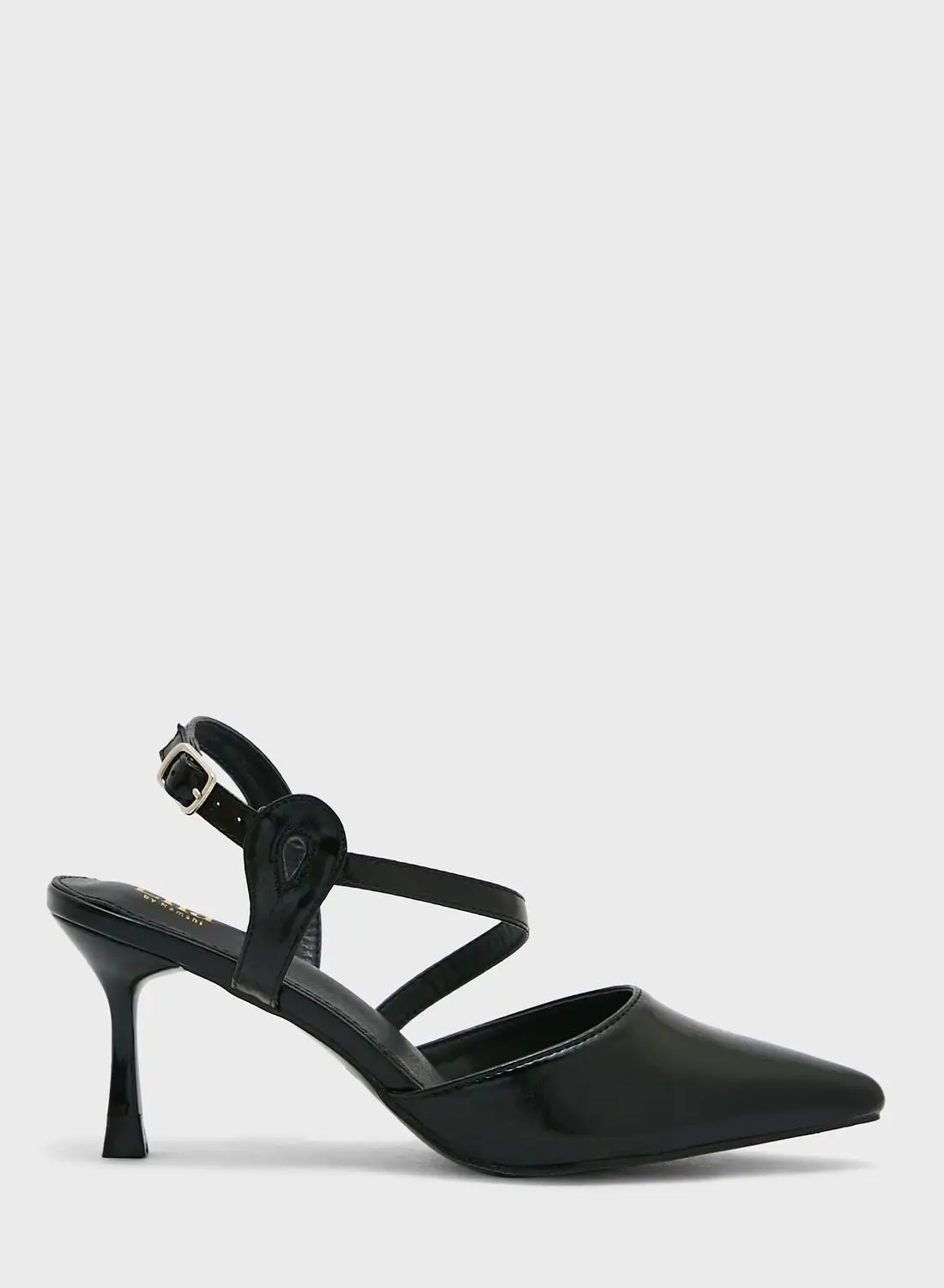 ELLA Shiny Asymetric Strap Pointed Pump