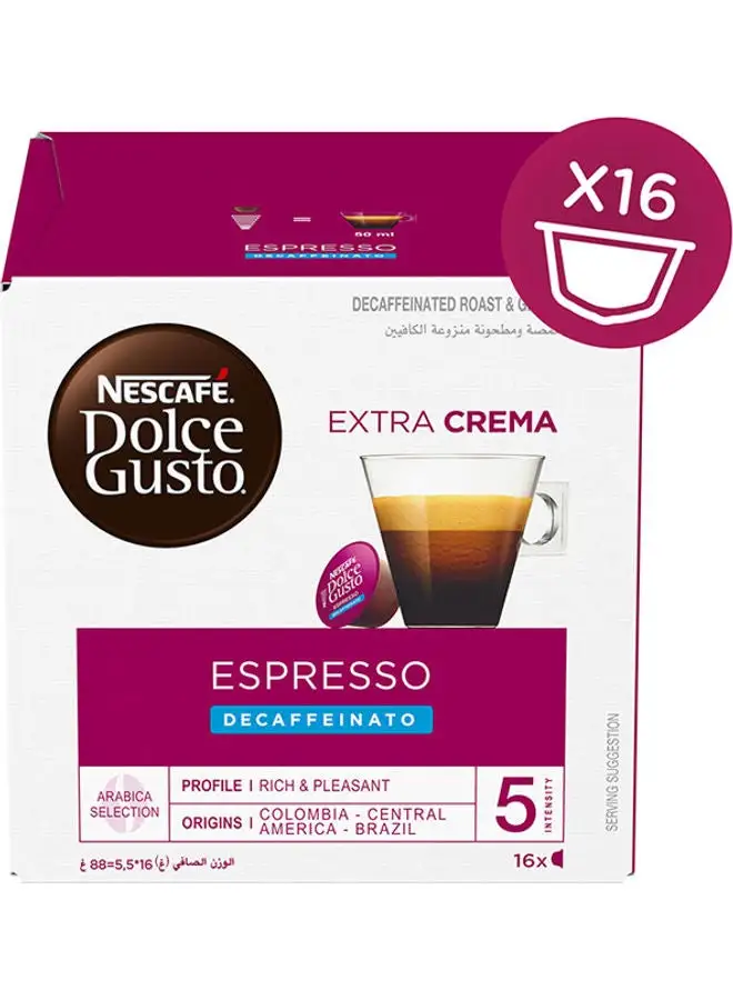 Nescafe Dolce Gusto Espresso Decaffeinato 16 Capsule 88grams