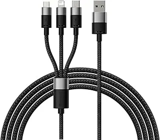 Baseus 3 in 1 USB Phone Charger Cables Starspeed 3.5A Fast Charging USB Type C Micro USB & USB to Lightning Cable For iPhone, Samsung, Oppo 1.2M Black