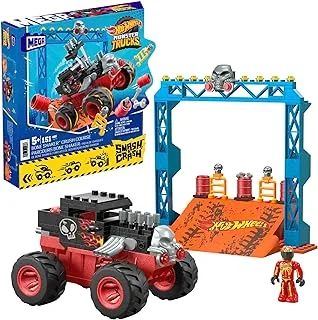 MEGA Hot Wheels Bone Shaker Crush Course Monster Truck Building Toy with 1 Figure (151 Pieces)