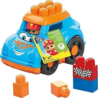 MEGA BLOKS Ricky Race Car Fisher Price Toy Blocks with 1 Figure (6 Pieces) for Toddler