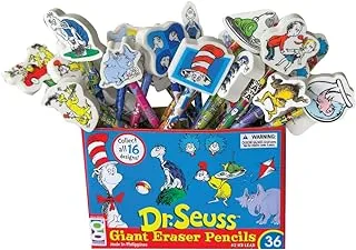 Dr Seuss Pencils with Giant Eraser Toppers, 36 Pieces (66865), one size