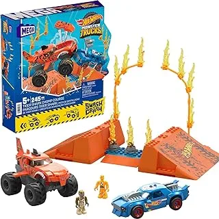 MEGA Hot Wheels Tiger Shark Chomp Course Monster Truck Building Toy with 2 Figures (245 Pieces)