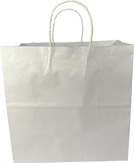 ECVV 12 pcs White paper bags with handles 28x28x15cm Kraft paper bags with big base craft paper bags. Best for birthday wedding graduation shopping party gifts clothes retail merchandise paper bags