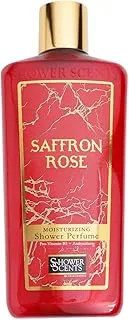 Shower Scents Saffron Rose Shower Perfume - 312ML- Glittery Texture Shower Gel,Fine Fragrance with Moisturizing Formula,Long Lasting Body Wash and Pro-Vitamin B5