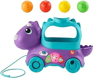 Fisher-Price Toddler Learning Toy, Musical Dinosaur Pull Toy UK English Version, Poppin’ Triceratops