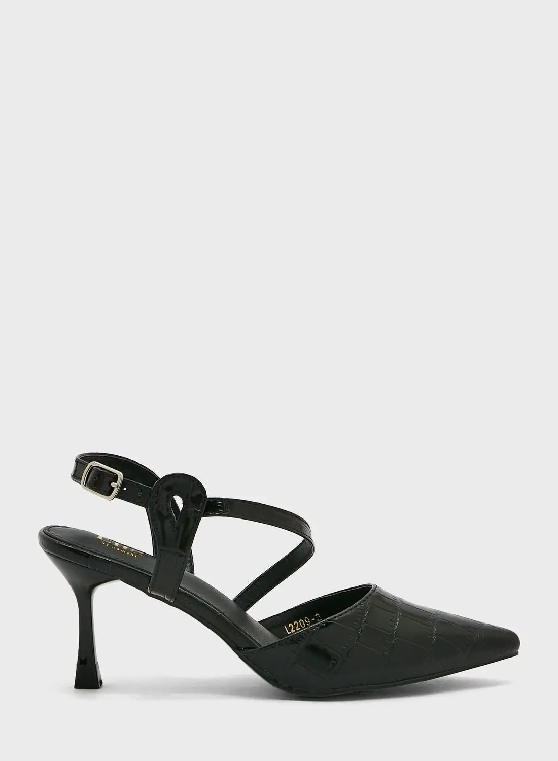 ELLA Croc Effect Shiny Asymetric Strap Pump