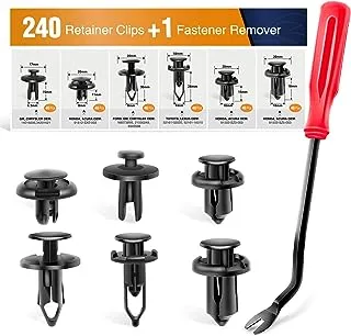 GOOACC 240PCS Car Retainer 6.3mm 8mm 9mm 10mm Expansion Screws Replacement Kit Bumper Push Rivet Clips, 1PC Fastener Remover,Black