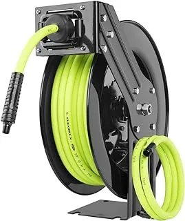 Flexzilla Open Face Retractable Air Hose Reel, 3/8 in. x 50 ft, Heavy Duty, Lightweight, Hybrid, ZillaGreen - L8611FZ