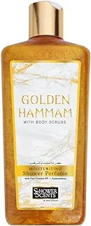 Shower Scents Golden Hammam Shower Perfume -312ML- Glittery Texture Shower Gel,Fine Fragrance with Moisturizing Formula,Long Lasting Body Wash and Pro-Vitamin B5