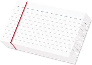 MARKQ Ruled index card, 100 Pack White Lined Record Cards for Office School Note making, List Making, Revision Flash Cards, 6” x 4