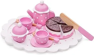 New Classic Toys Wooden Cake Stand Pretend Play Toy for Kids Cooking Simulation Educational Toys and Color Perception Toy for Preschool Age Toddlers, Pink, Coffee/Tea Set