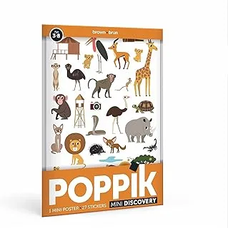 Poppik MIN010 Mini Discovery Sticker Brown-for Ages 3 and Above. Fun, Educational Poster Kit for Kids