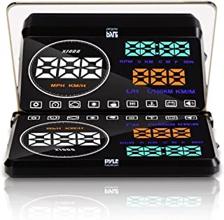 Pyle Universal 5.5’’ Car HUD Head-Up Display Windshield Screen Projector Vehicle Speed & Diagnostic Monitor System Plug & Play OBD2/EUOBD Water Temp, Voltage, Fuel Indications & More (PHUD18OBD)