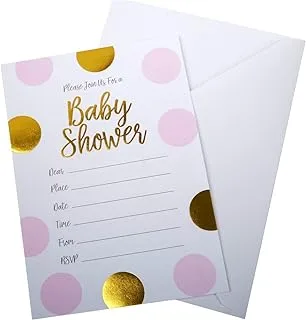 Neviti Baby Shower Invitations w. Envelopes Pink 15 x 10 0.1 cm 771402