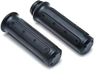 Kuryakyn 6123 Motorcycle Handlebar Accessory: Heavy Industry Grips with End Caps for Electronic Throttle Control: 2008-19 Harley-Davidson Motorcycles, Satin Black, 1 Pair