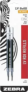 Zebra Pen LV-Refill لأقلام الحبر الجل ، نقطة متوسطة ، 0.7 مم ، حبر أسود ، عبوتان