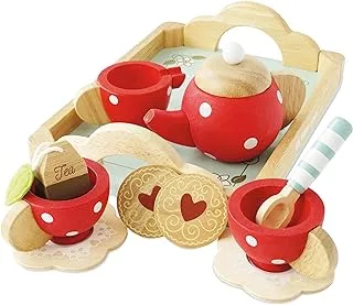 Le Toy Van - Childrens Wooden Honeybake Tea Set Pretend Play Teapot, Tray, Cups And Saucers | Afternoon Tea Role Play Toy