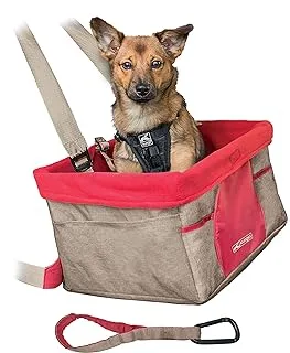 Kurgo Dog Booster Seats for Cars - Pet Car Seats for Small Dogs and Puppies Weighing Under 30 lbs - Headrest Mounted - Dog Car Seat Belt Tether Included - Heather Style, Khaki
