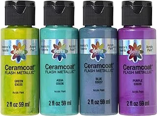 Delta Creative 4 Ceramcoat Acrylic Paint Set, 2 oz, Flash Colors, 8 Fl Oz (Pack of 1)