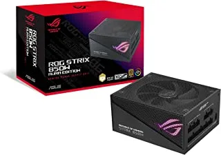 وحدة تزويد الطاقة الذهبية ASUS ROG STRIX 850W ، خافضات حرارة ROG ، تصميم مروحة بتقنية Axial-tech ، محامل مروحة ثنائية الكرة ، تقنية 0dB ، شهادة 80 PLUS Gold ، كابلات معيارية بالكامل - أسود