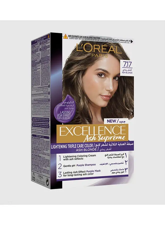 L'OREAL PARIS Excellence Ash Supreme Permanent Hair Color, 7.17 Ash Blonde