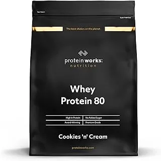 Protein Works - Whey Protein 80 Powder Low Calorie Protein Shake Whey Protein Shake 14 Servings Cookies 'n' Cream 500g