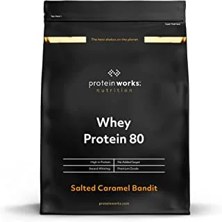 Protein Works - Whey Protein 80 Powder Low Calorie Protein Shake Whey Protein Shake 28 Servings Salted Caramel Bandit 1kg