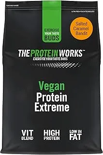 Protein Works - Vegan Protein Extreme | Added Vitamin Blend | Vegan Protein Powder | Plant Based Protein Shake | 57 Servings | Salted Caramel Bandit | 2kg