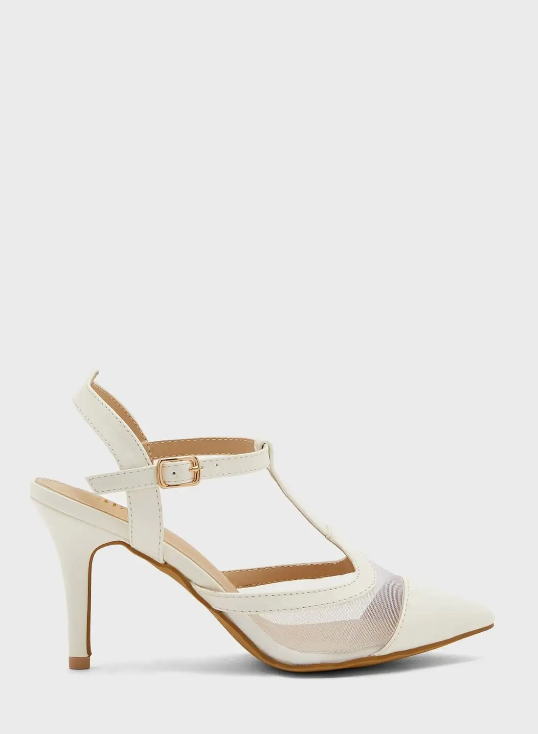 ELLA Net Detail Tbar Strap Pointed Pump